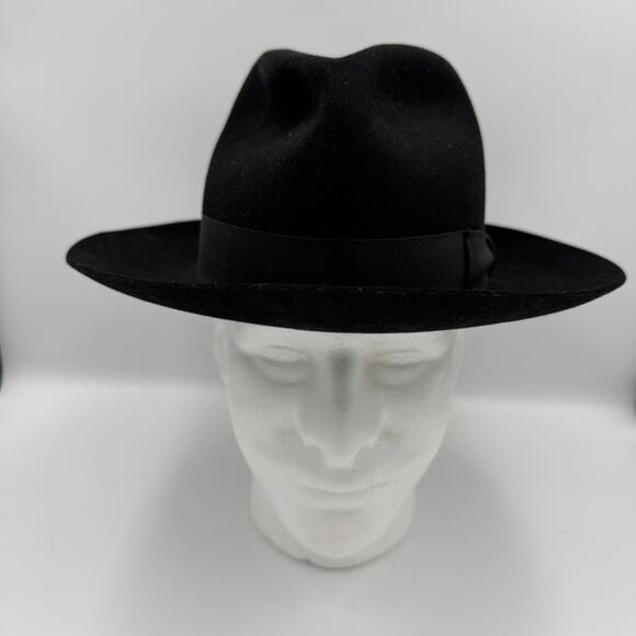 Borsalino Linea Augusta Italy Black Fur Felt Fedora Hat 57 7 1/8 Worth & Worth - Picture 2 of 16